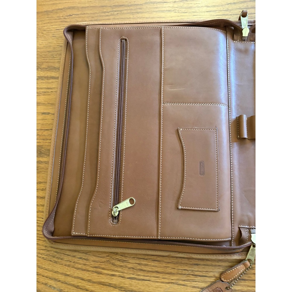 Coach Vintage Tan Leather Zip Around Portfolio Organizer Document Case Tan - Picture 12 of 16